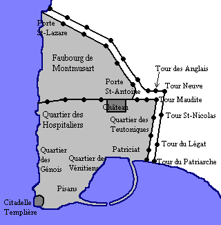 Plan de Saint-Jean-d'Acre au XIIe sicle
